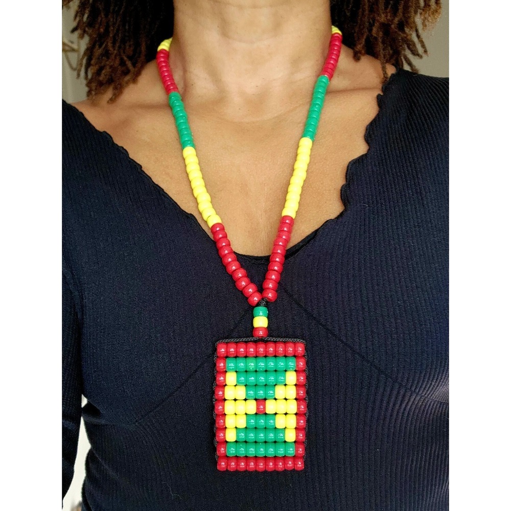 Grenada Flag Necklace. Rearview Mirror Danglers, Mini‎ Flag 2.5" x 3".